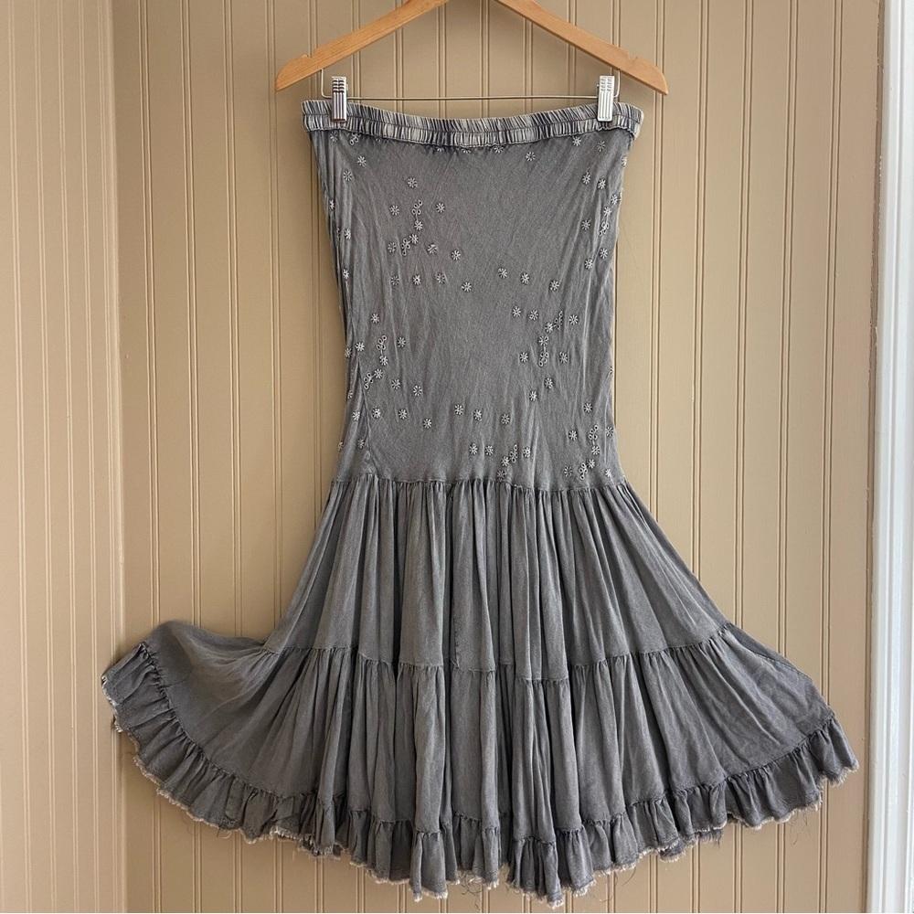 Solitaire Made in India Drop Waist Grey Halter Boho Twirl Dress Women’s Large